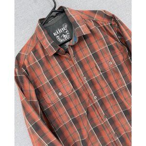 Kuhl Eluxur Shirt Mens L Maroon Plaid  Long Sleeve Butto Hiking